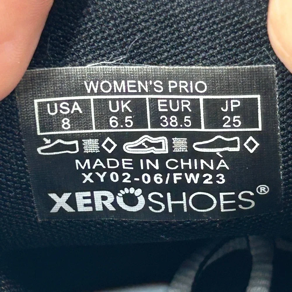 Xero Shoes Prio Womens Size 8 Black White Minimalist Barefoot Running Shoes